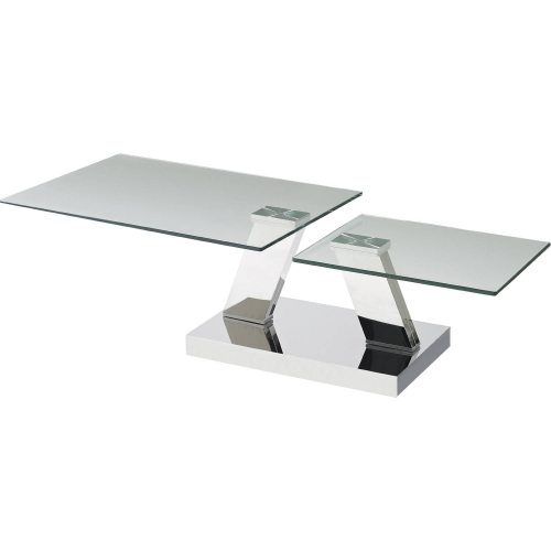 Houston Coffee Table in Tempered Glass & Polished Steel